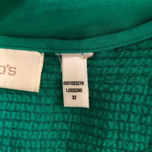 Chico's Green Sequin Shimmer Calley Top 3/4 Sleeve Button Front Women's Size 32 - Picture 9 of 9